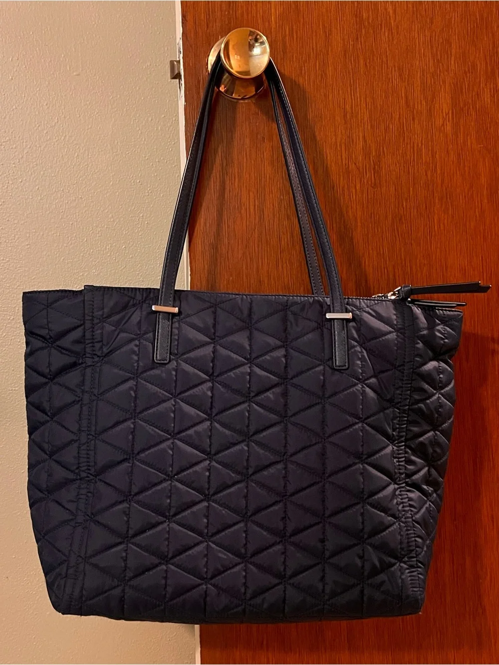 kate spade Quilted Navy Blue Polyester Tote